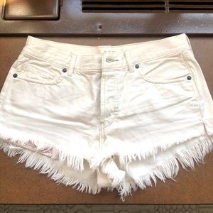 We the Free white jean shorts